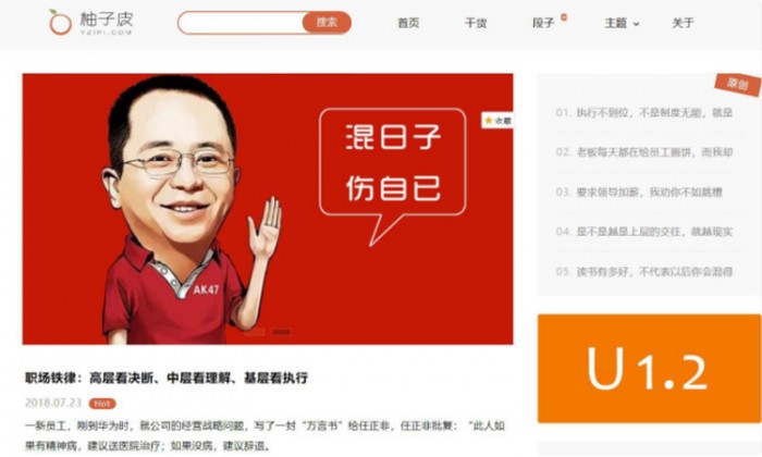 点击放大 简洁扁平wordpress笑话段子主题模板