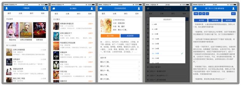 点击放大 蓝色简洁杰奇1.7手机WAP独立版小说模板