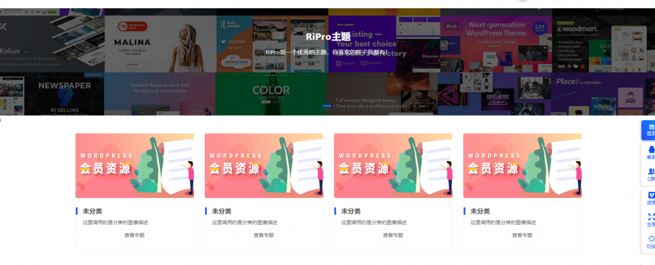 点击放大 最新RIPRO主题美化-首页专题分类滑块WordPress主题美化教程