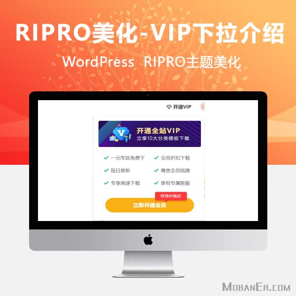 点击放大 Ripro主题美化-导航栏VIP会员下拉分类介绍
