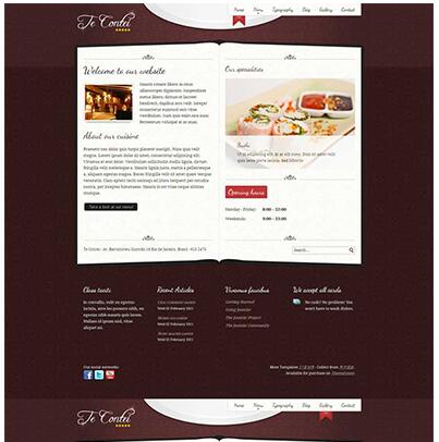 点击放大 欧式风格西餐厅美食网站模板html下载_企业网站模板