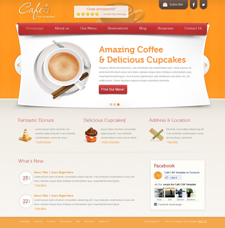 点击放大 国外咖啡网站模板下载_甜美的咖啡网站设计模板首页html下载_企业网站模板