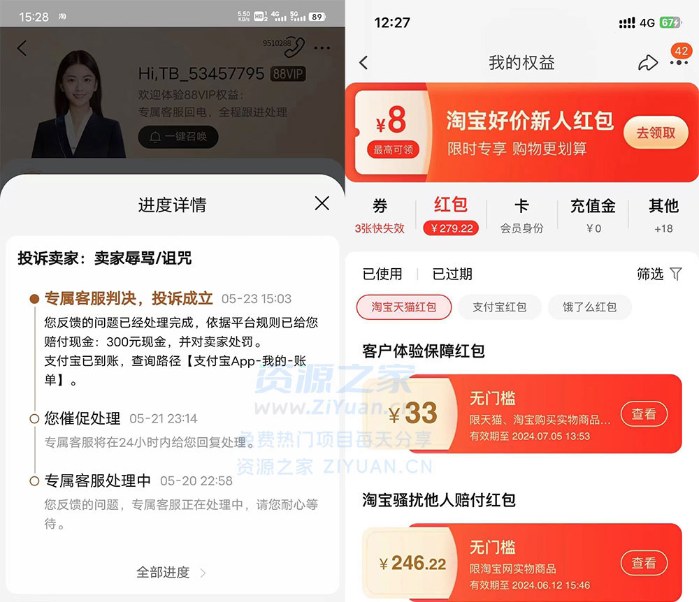 点击放大 仅揭秘:淘宝辱骂赔付拆解,成功一次 300,换号可无限撸(附软件+教程)
