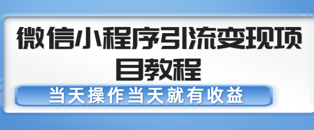 点击放大 微信小程序引流变现项目教程 当天操作当天就有收益,变现不再是难事